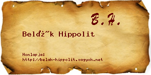Belák Hippolit névjegykártya